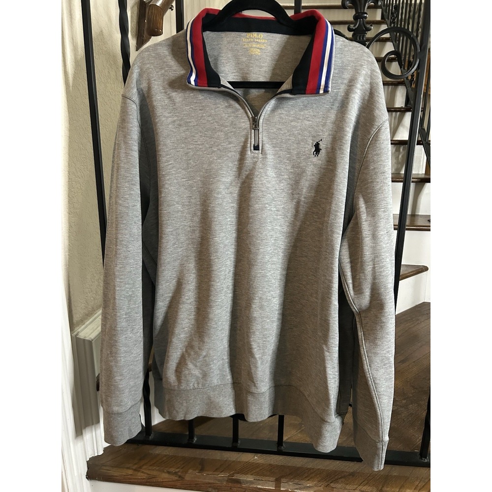 Men's Size XL Ralph Lauren Polo Sweatshirt Double Knit Mesh Quarter Zip
